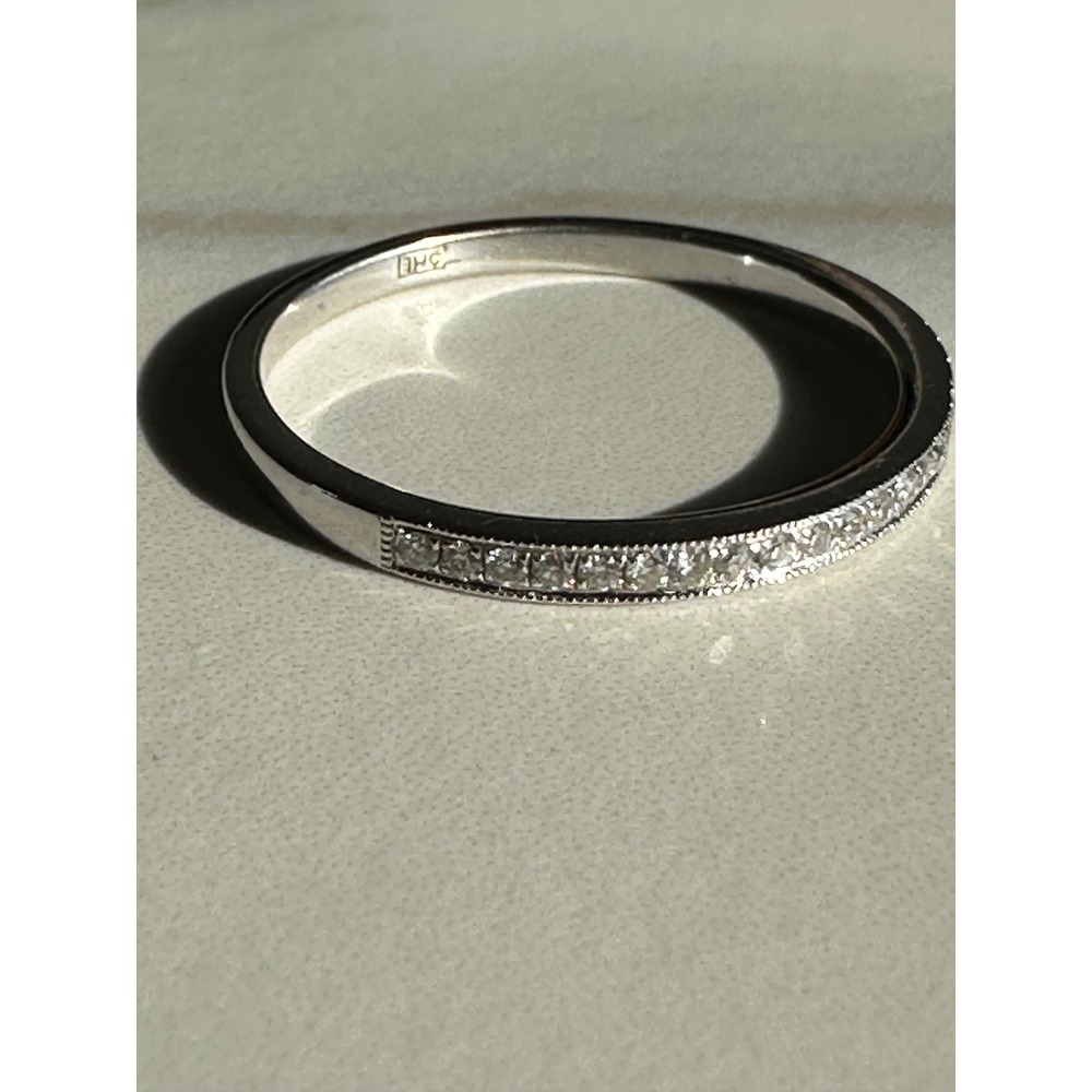 14K White Gold Diamond Milgrain Channel Set Eternity Band Ring 585 Hallmark